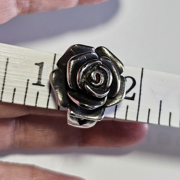 Spikes Stainless Steel Floral Rose Ring Size 8 Silver Tone Three Dimensional - Picture 7 of 12